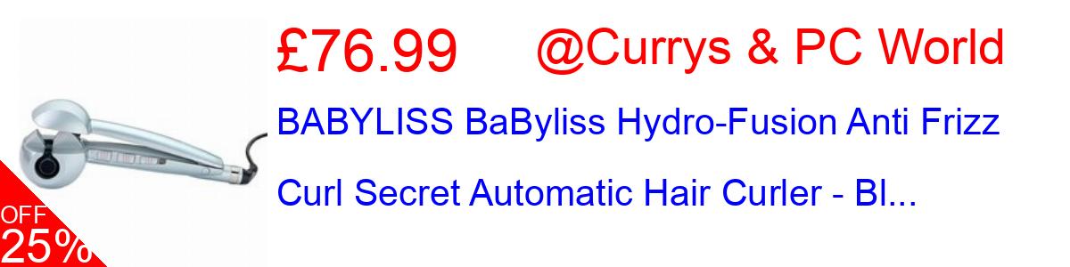 36% OFF, BABYLISS BaByliss Hydro-Fusion Anti Frizz Curl Secret Automatic Hair Curler - Bl... £76.99@Currys & PC World