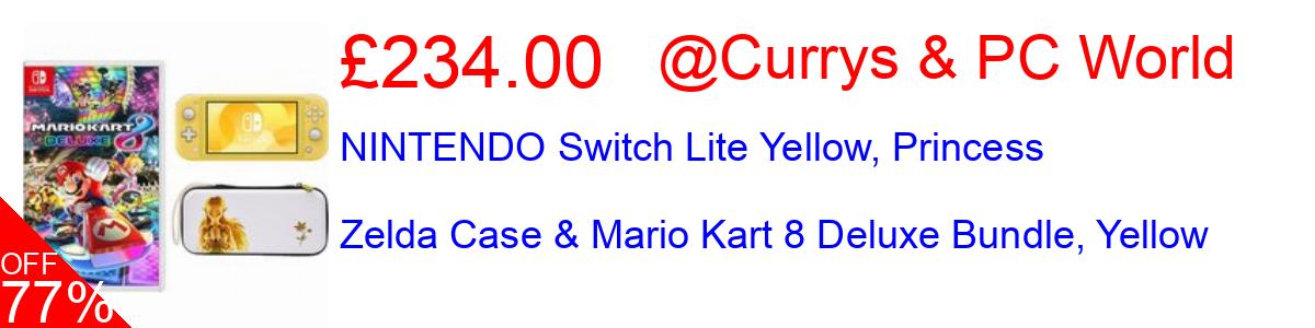 77% OFF, NINTENDO Switch Lite Yellow, Princess Zelda Case & Mario Kart 8 Deluxe... £234.00@Currys & PC World