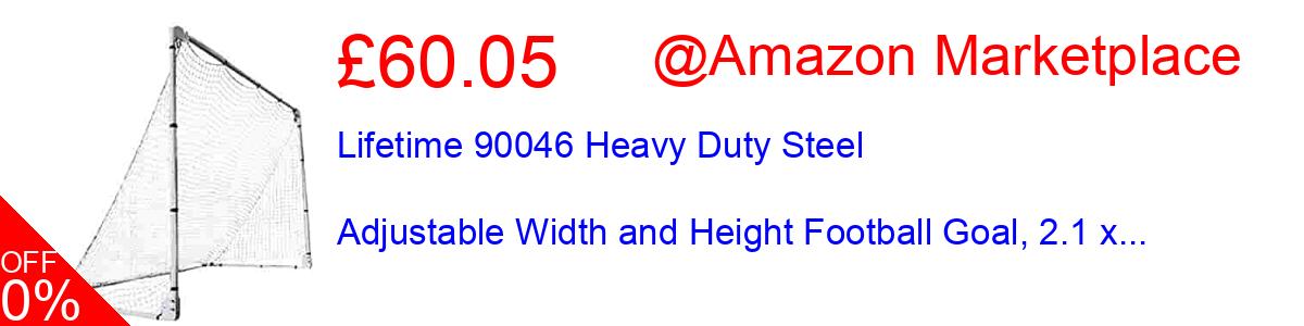 35% OFF, Lifetime 90046 Heavy Duty Steel Adjustable Width and Height Football Goal, 2.1 x... £60.05@Amazon Marketplace